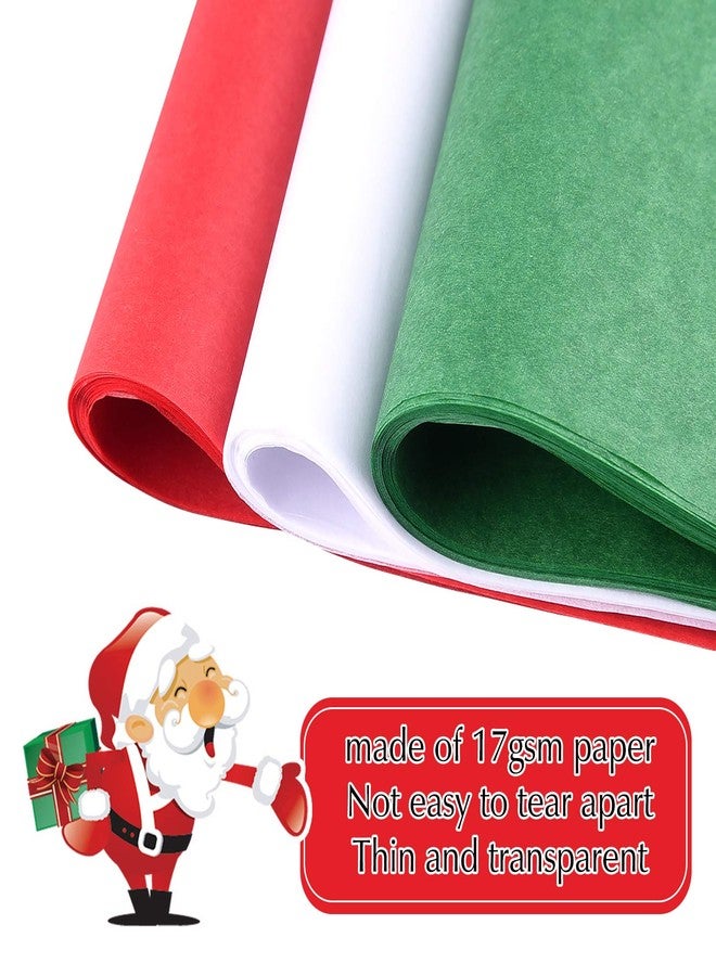 MIAHART 60 Christmas Tissue Paper Sheets 50 * 35cm Christmas Wrapping Paper for DIY and Craft Gift Bags Decorations (Red, Green, and White) - Image 3